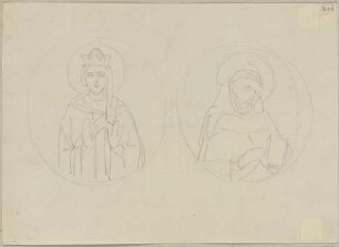 Medaillons am Rahmen einer Madonna des Cimabue zu San Quirico