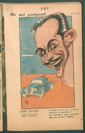 Juan Gálvez, ganador de las Mil Millas Argentinas - [Caricatura] : De mi guignol