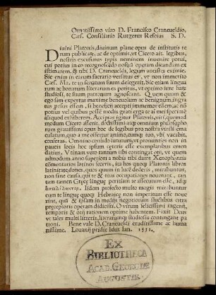 Ornatissimo viro D. Francisco Craneueldio, Caes. Consiliario Rutgerus Rescius S.D.