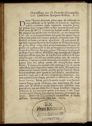 Ornatissimo viro D. Francisco Craneueldio, Caes. Consiliario Rutgerus Rescius S.D.