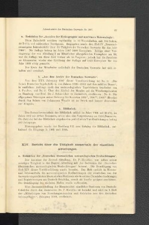 a. Redaktion der "Annalen der Hydrographie und maritimen Meteorologie".