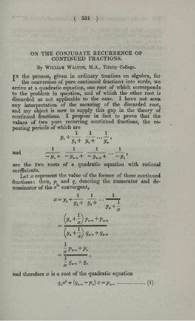 On the conjugate recurrence of continued fractions.