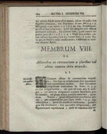 Membrum VIII. De Actionibus ex conventione a pluribus vel alieno nomine inita oriundis