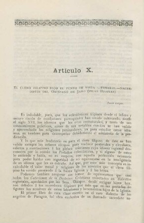 Artículo X. El clero filipino bajo el punto de vista literario. - Sacerdotes del Obispado de Jaro (Islas Bisayas)