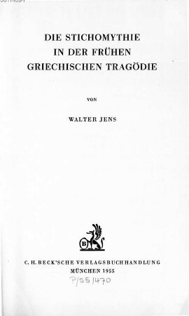 Die Stichomythie in der frühen griechischen Tragödie