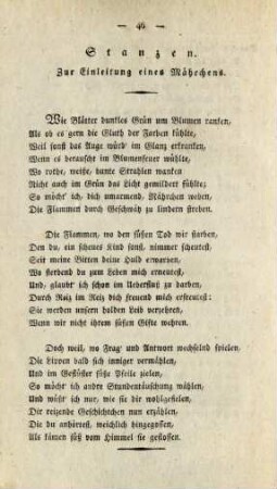 Stanzen. Zur Einleitung eines Märchens