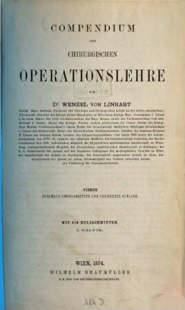 Compendium der chirurgischen Operationslehre, 1