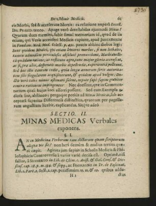 Sectio II. Minas Medicas Verbales exponens.