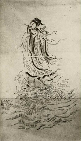 Ein taoistischer Einsiedler, der durch seine Zauberkraft einen Drachen besiegte.