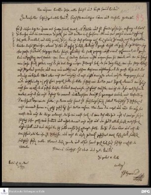 Brief von Philipp Jakob Spener an August Hermann Francke.