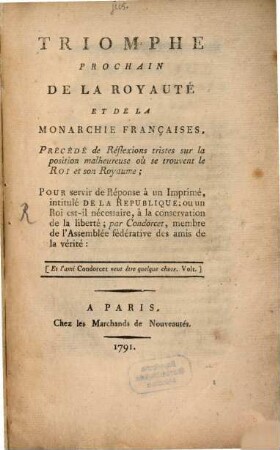 Le triomphe prochain de la royauté et de la monarchie française