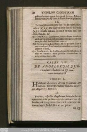 Caput VIII. De Angelorum Quorundam obedientiâ & aliorum inobedientiê.