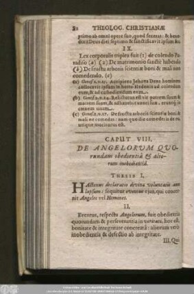 Caput VIII. De Angelorum Quorundam obedientiâ & aliorum inobedientiê.