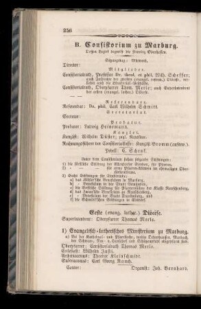 B. Consistorium zu Marburg.