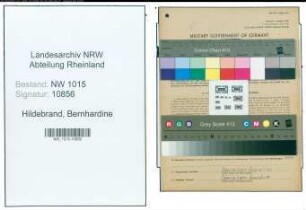 Entnazifizierung Bernhardine Hildebrand , geb. 21.11.1901 ()