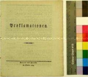 Proklamation Napoleons an die Bayern, Baiern und Franken im Oktober 1805