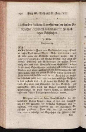 §. 183. Vorerinnerung. - §. 188. Freundschaft, Verstellung, Veränderlichkeit.