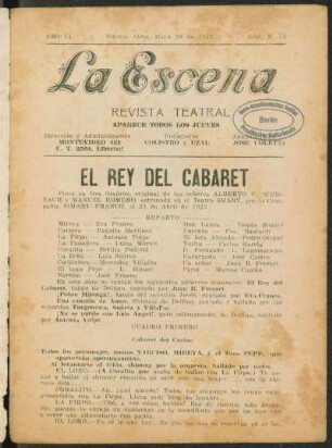 El rey del cabaret : pieza en tres cuadros
