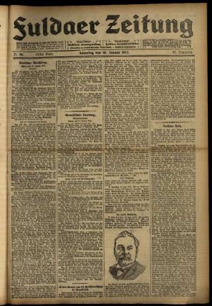 Erste Ausgabe vom Samstag, den 18. Januar 1913.
