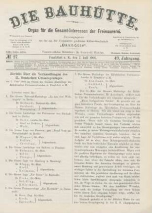 No. 27. Frankfurt a. M., den 7. Juli 1906. 49. Jahrgang.