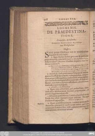 Locus XIX. De Praedestinatione. Composuit & defendit Simeon Buddaeus Altenanus Westphalus.