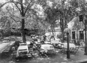Freital (Freital-Potschappel). Restaurant Schweizerhäuschen. Gästegarten