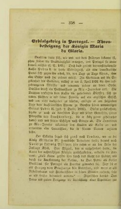 Erbfolgekrieg in Portugal. - Thronbesteigung der Königin Maria da Gloria