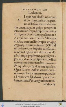 Epistola Ad Lectorem