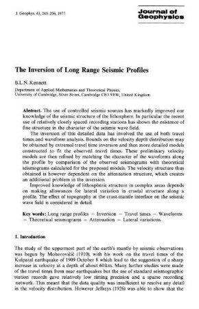 The inversion of long range seismic profiles
