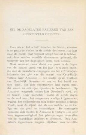 Uit de nagelaten papieren van een gesneuveld officier