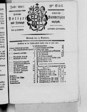 38tes Stück, Ausgabe vom 23. September 1801
