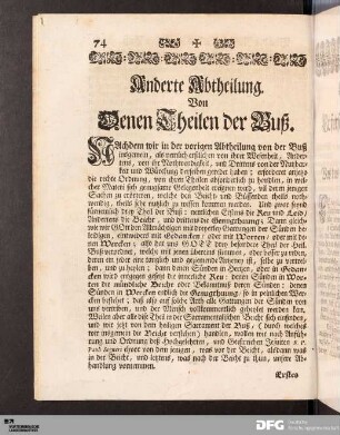 Anderte Abtheilung. Von Denen Theilen der Buß.
