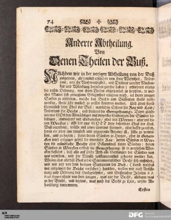 Anderte Abtheilung. Von Denen Theilen der Buß.