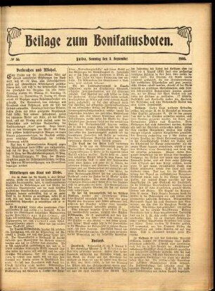 Zweite Ausgabe vom Sonntag, den 03. September 1905.