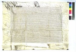 Kaiser Maximilian II. bestätigt die von König Maximilian am 20. April 1495 bzw. Kaiser Friedrich am 19. Oktober 1468 der Stadt Bopfingen erteilten Privilegien und Freiheiten unter wörtlicher Einrückung der Urkunde König Maximilians, bzw. Kaiser Friedrichs.