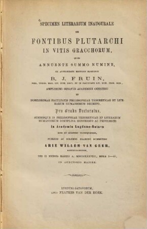 De fontibus Plutarchi in vitis Gracchorum