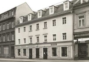 Dresden-Neustadt, Bautzner Straße 60. Wohnhaus mit Läden (ehemalige Gaststätte "Zu den drei Kronen"; 1755). Straßenansicht