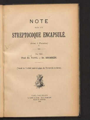 [3]: Note sur un streptocoque encapsulé