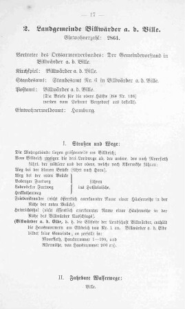 2. Landgemeinde Billwärder a. d. Bille.