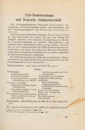 41-42, NSD-Studentenbund und Deutsche Studentenschaft