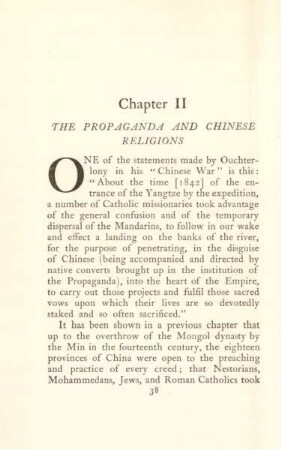 Chapter II. The propaganda and Chinese religions