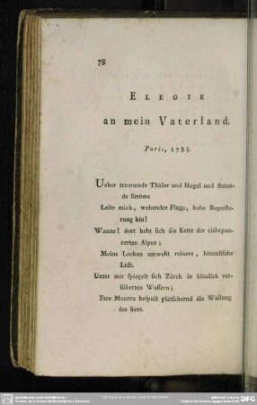 Elegie an mein Vaterland