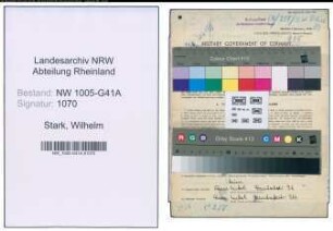 Entnazifizierung Wilhelm Stark , geb. 16.08.1914 (Bahnpolizist)