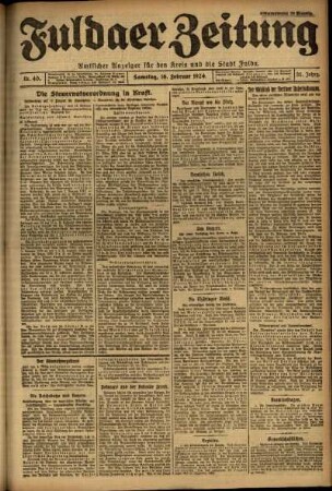 Erste Ausgabe vom Samstag, den 16. Februar 1924.