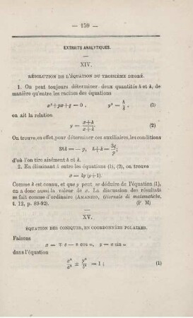 Extraits analytiques.