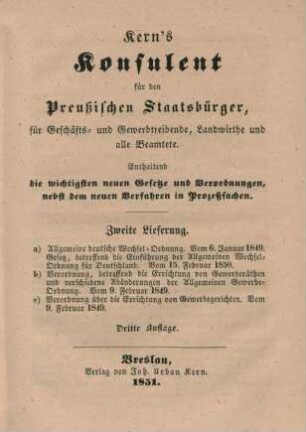 Zweite Lieferung.