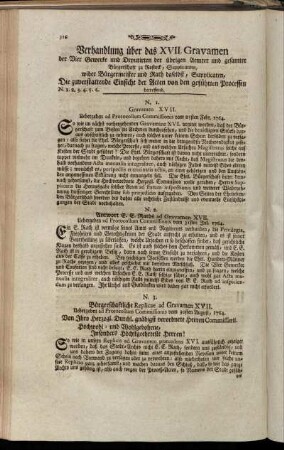 Verhandlung über das XVII. Gravamen ...