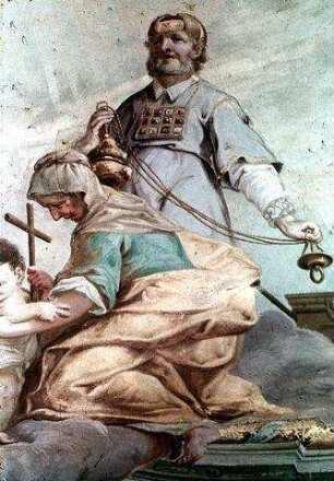 Engelsgloriole und Szenen der Bibel und Heiligenlegenden