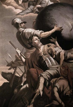 Karl der Große, auf drei besiegten Herrschern sitzend