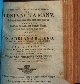 Diss. inaug. iur. de coniuncta manu